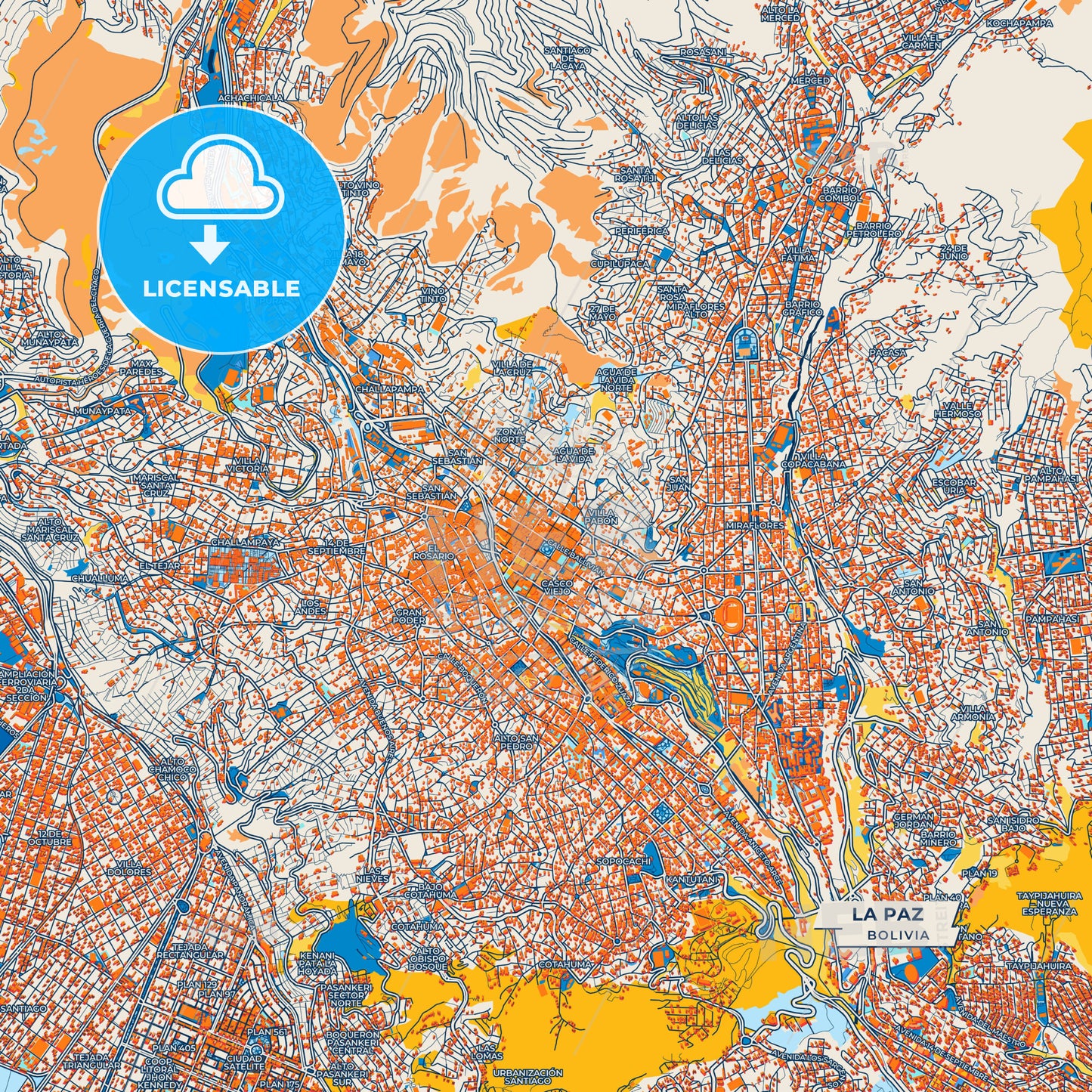 Canvas Print Template of La Paz Street Map