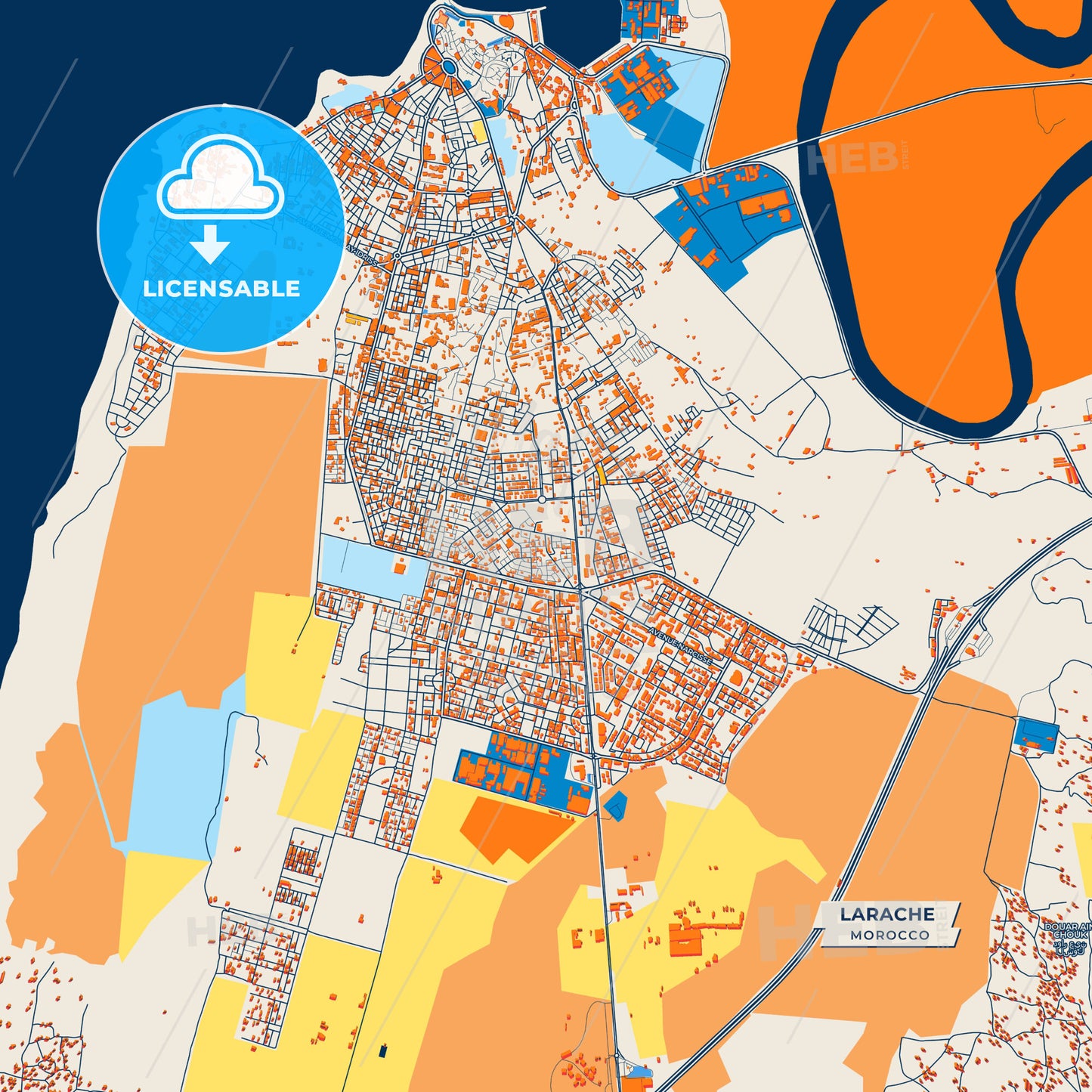 Canvas Print Template of Larache Street Map