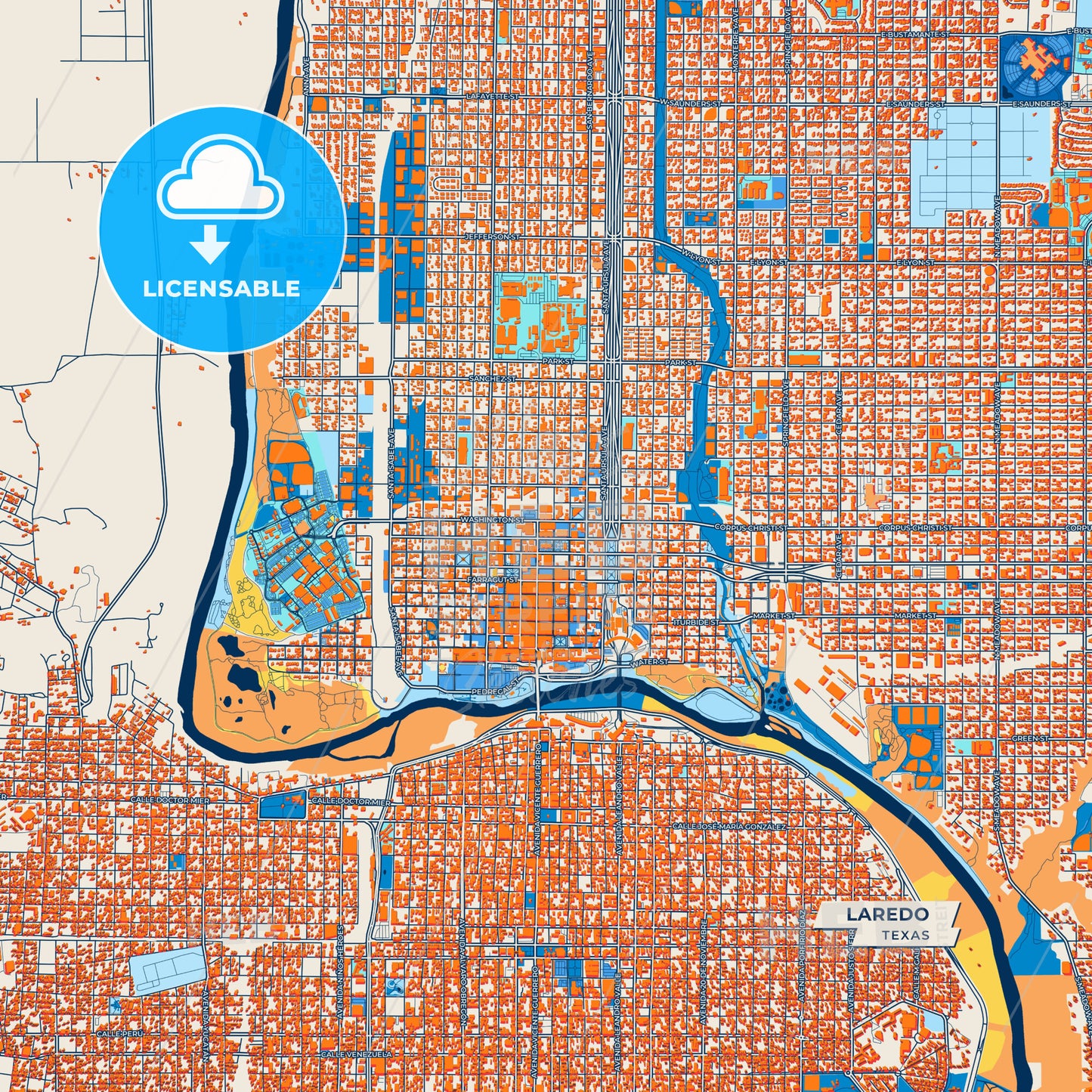 Canvas Print Template of Laredo Street Map