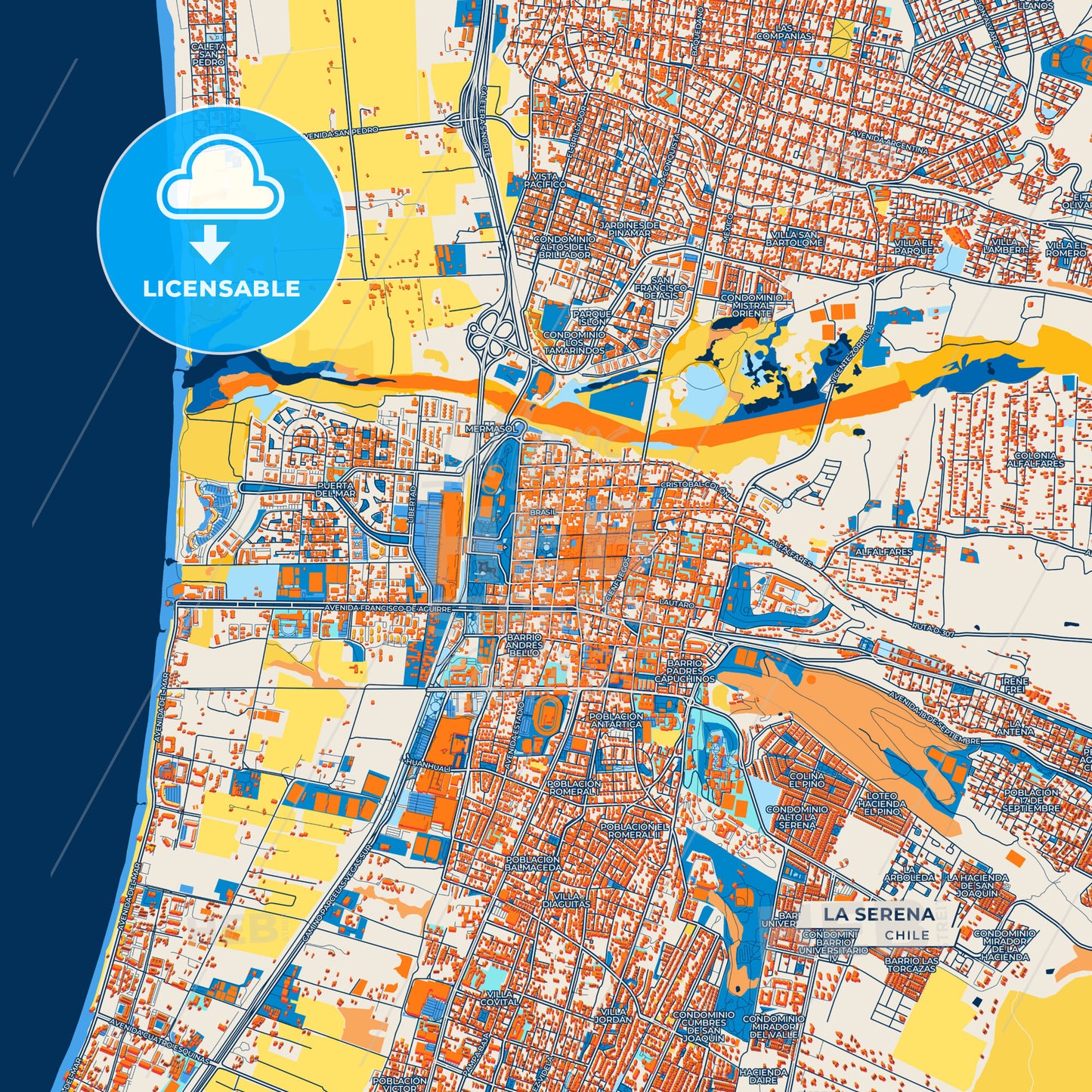 Canvas Print Template of La Serena Street Map