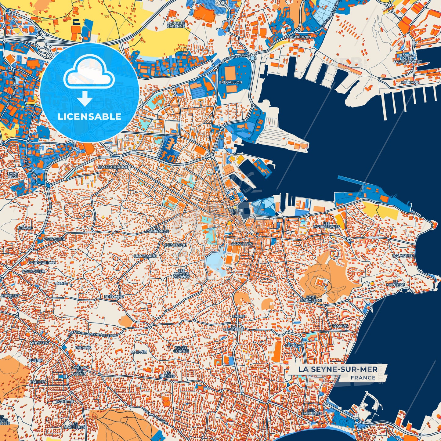 Canvas Print Template of La Seyne-sur-Mer Street Map