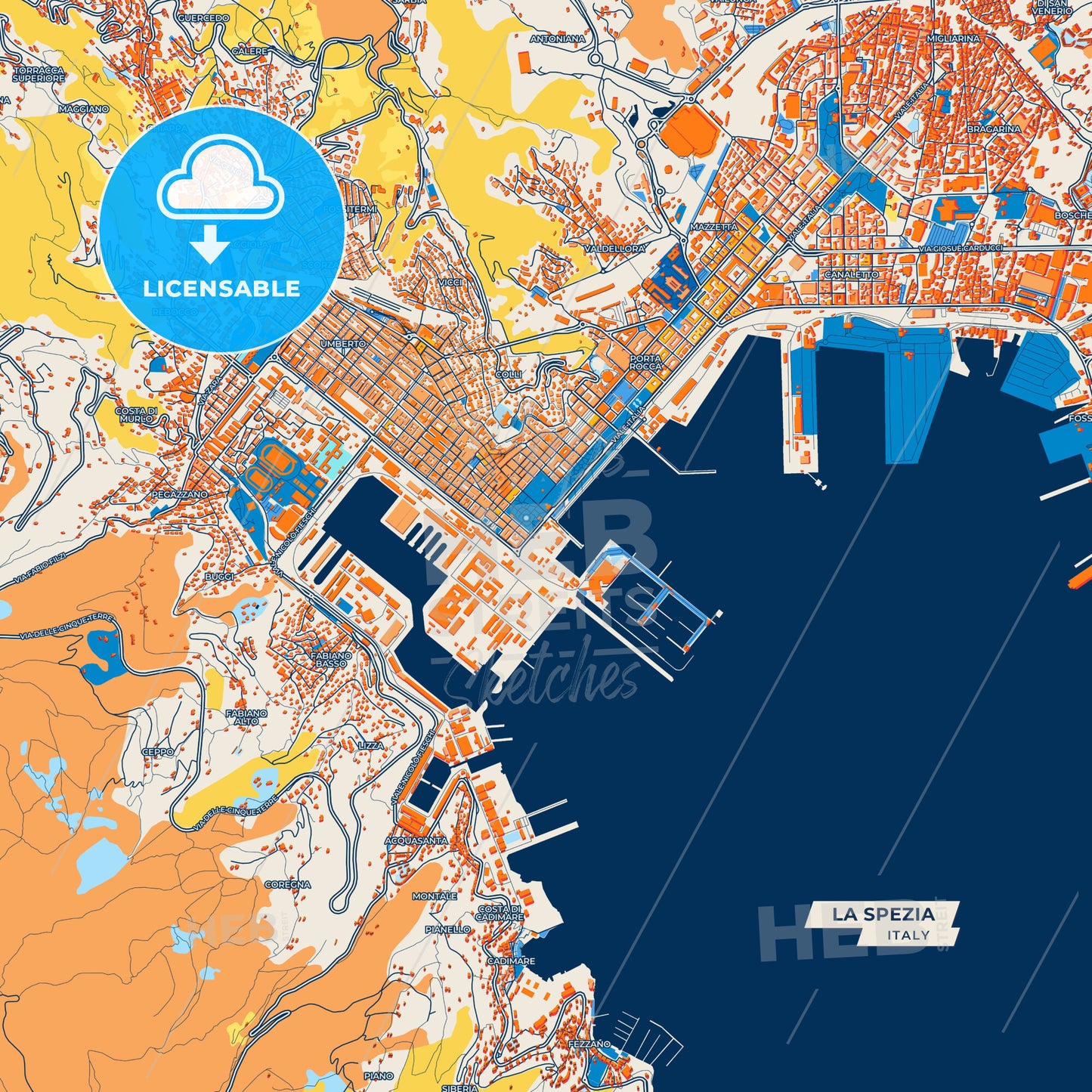 Canvas Print Template of La Spezia Street Map