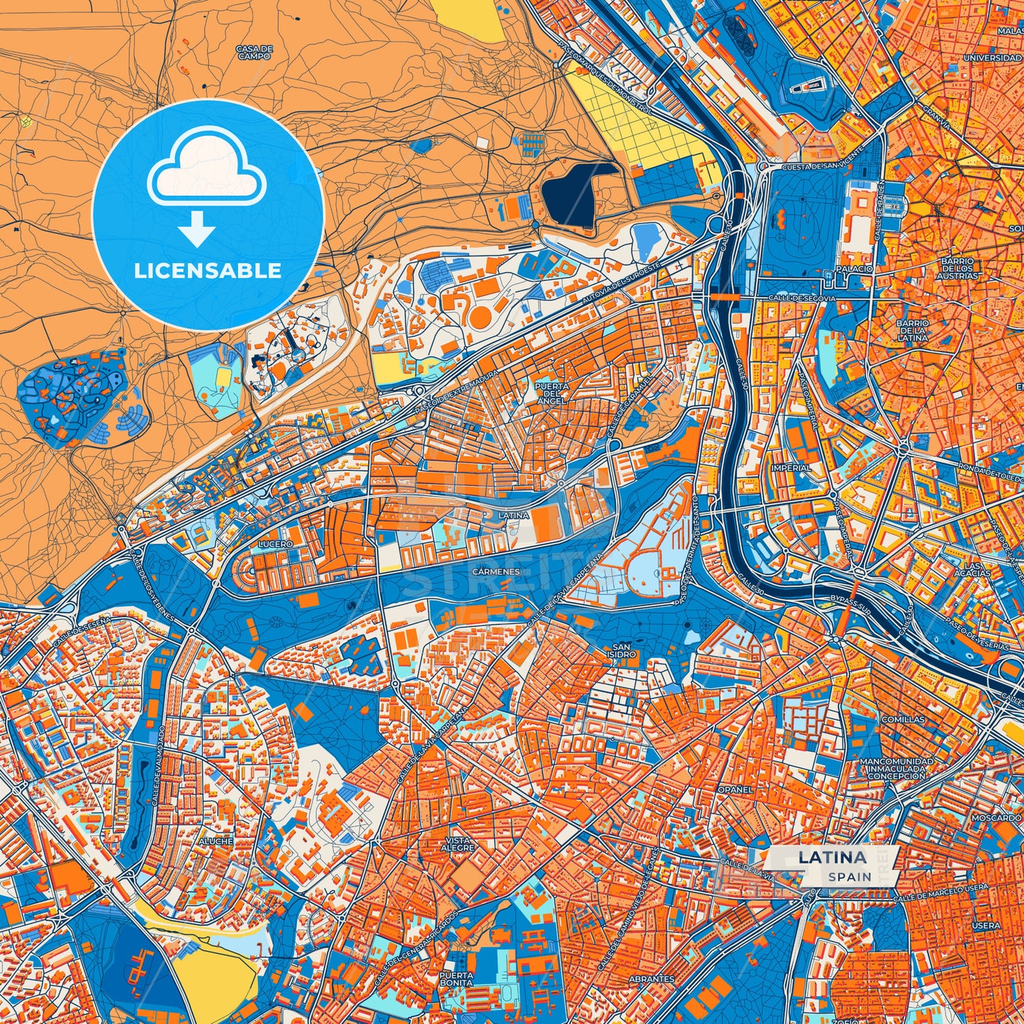 Canvas Print Template of Latina Street Map