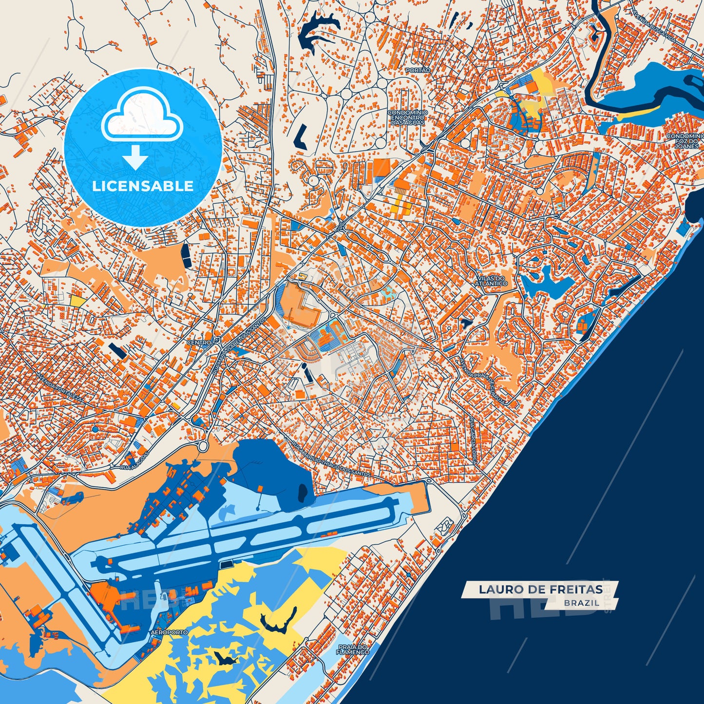 Canvas Print Template of Lauro de Freitas Street Map