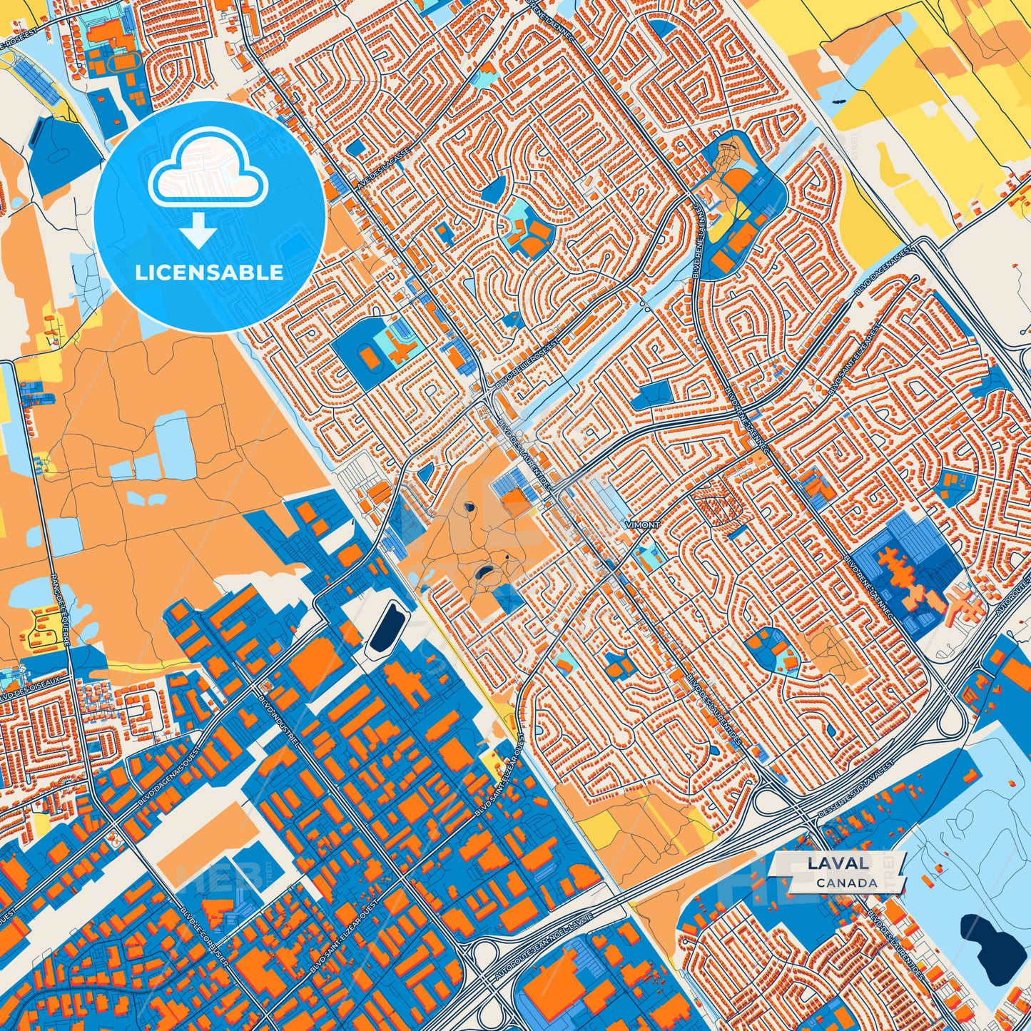 Canvas Print Template of Laval Street Map