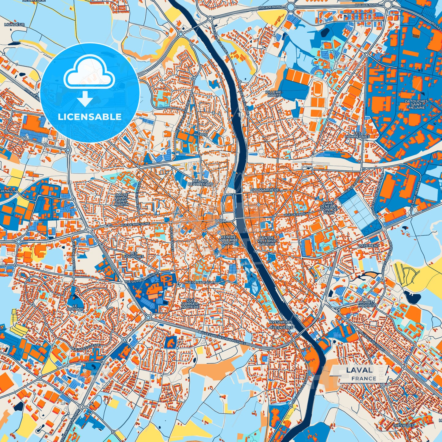 Canvas Print Template of Laval Street Map