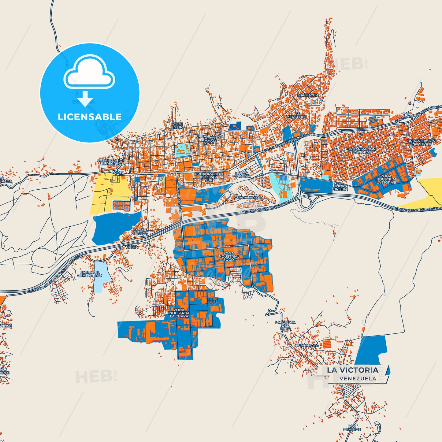 Canvas Print Template of La Victoria Street Map