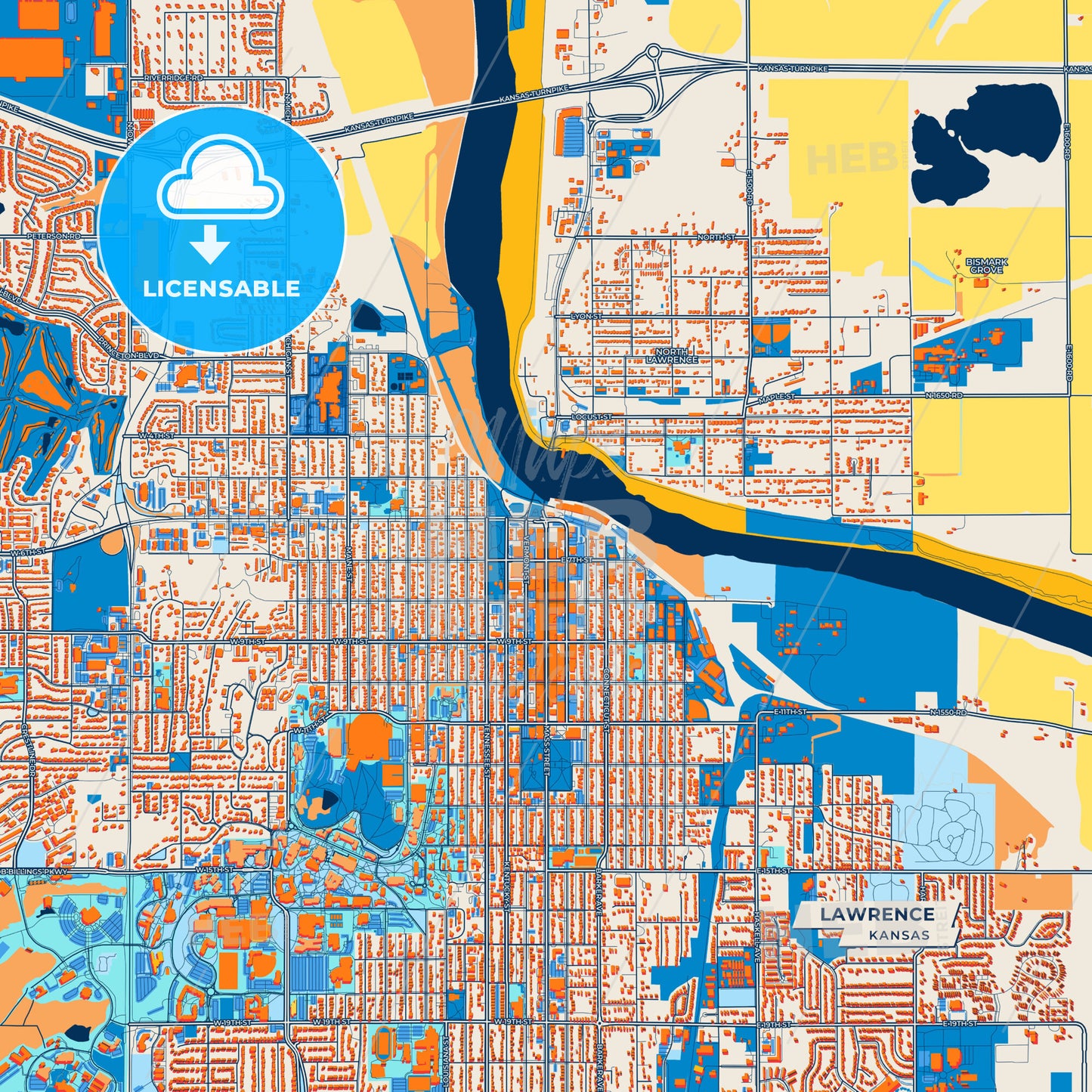 Canvas Print Template of Lawrence Street Map