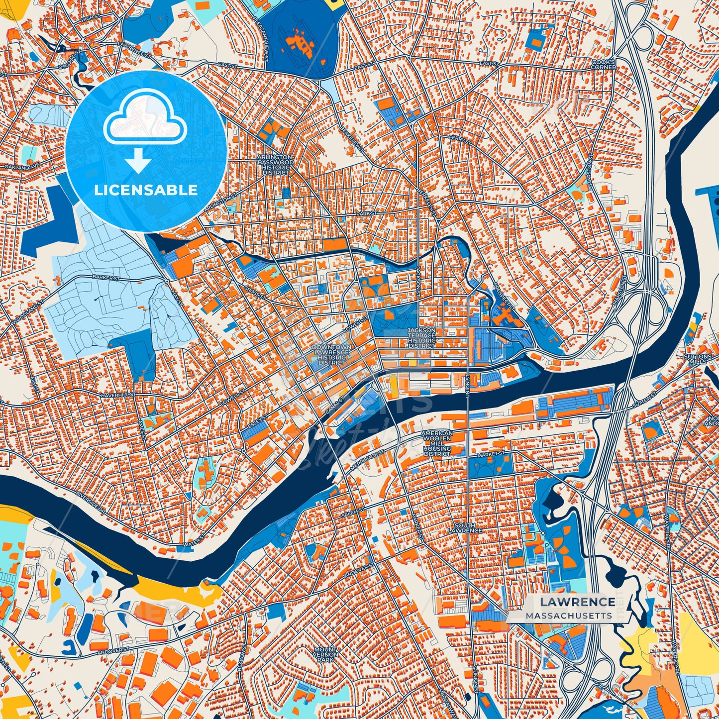 Canvas Print Template of Lawrence Street Map