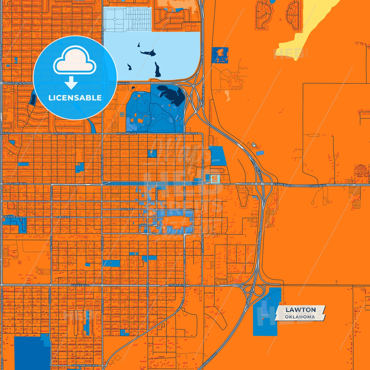 Canvas Print Template of Lawton Street Map