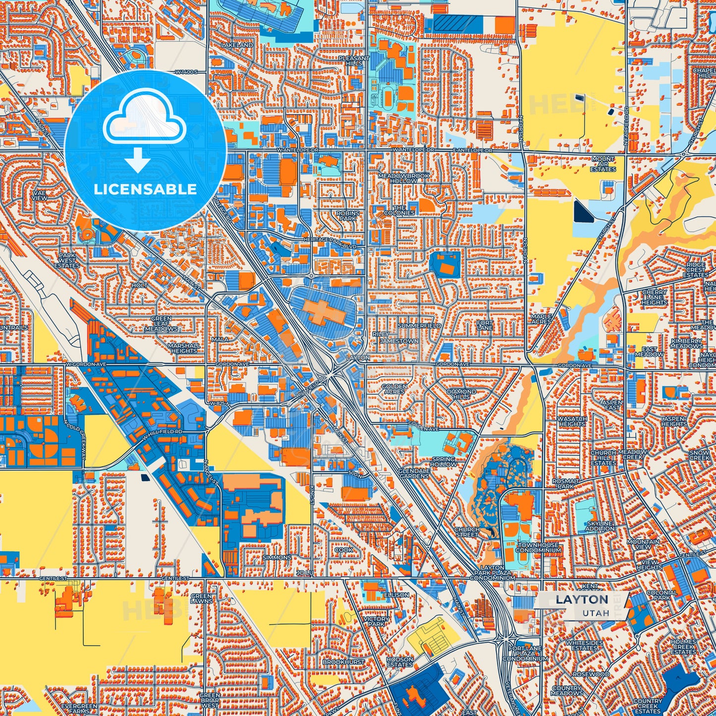 Canvas Print Template of Layton Street Map