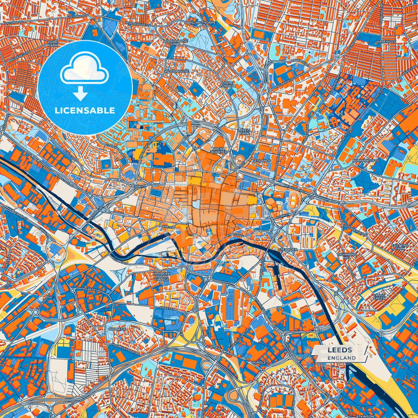 Canvas Print Template of Leeds Street Map