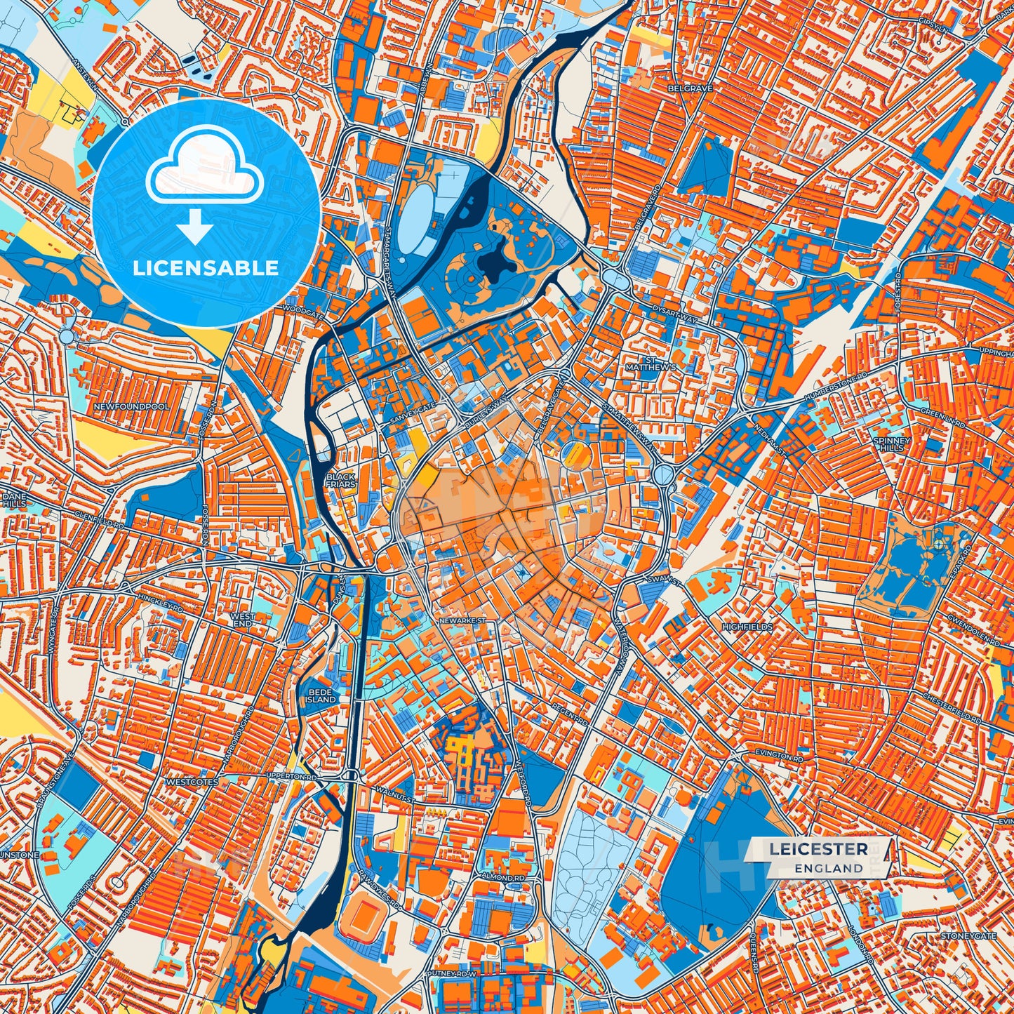Canvas Print Template of Leicester Street Map