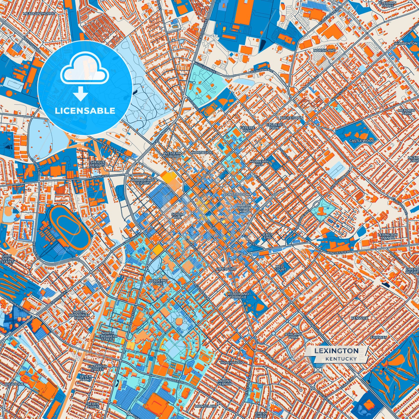 Canvas Print Template of Lexington Street Map