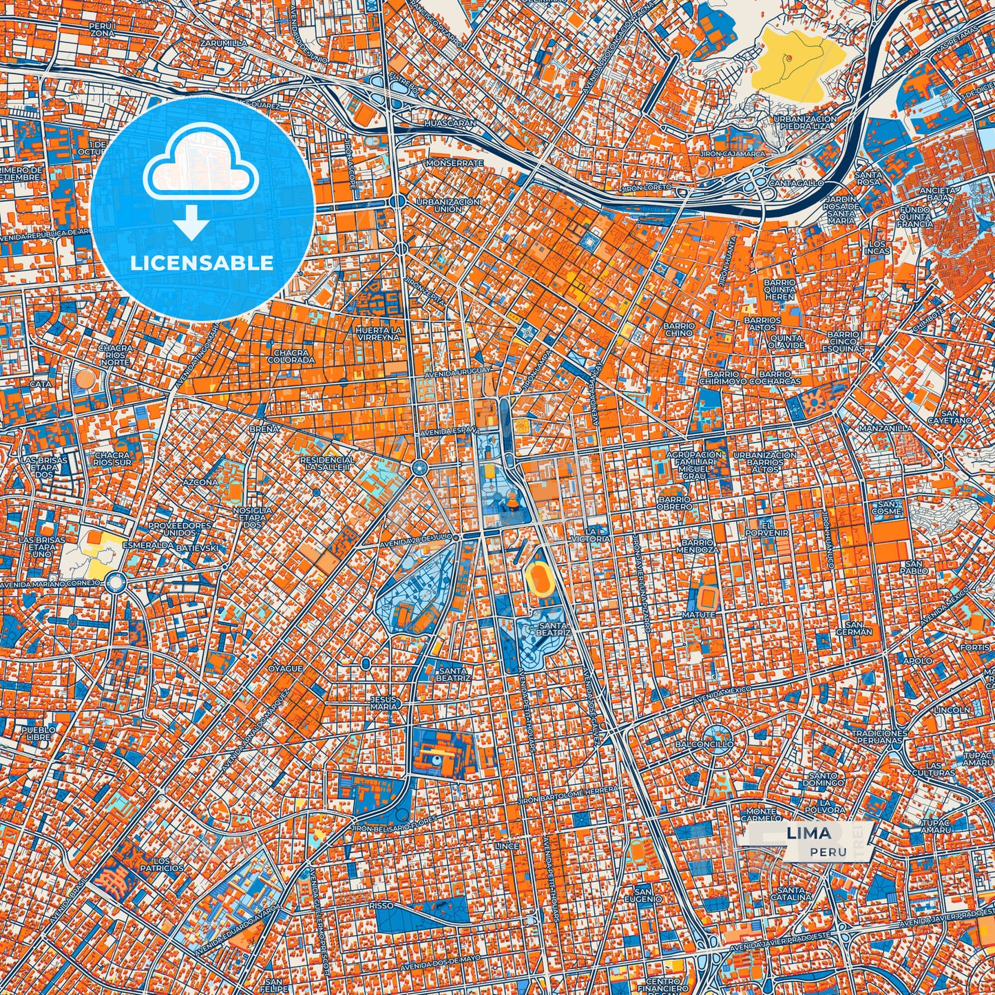 Canvas Print Template of Lima Street Map