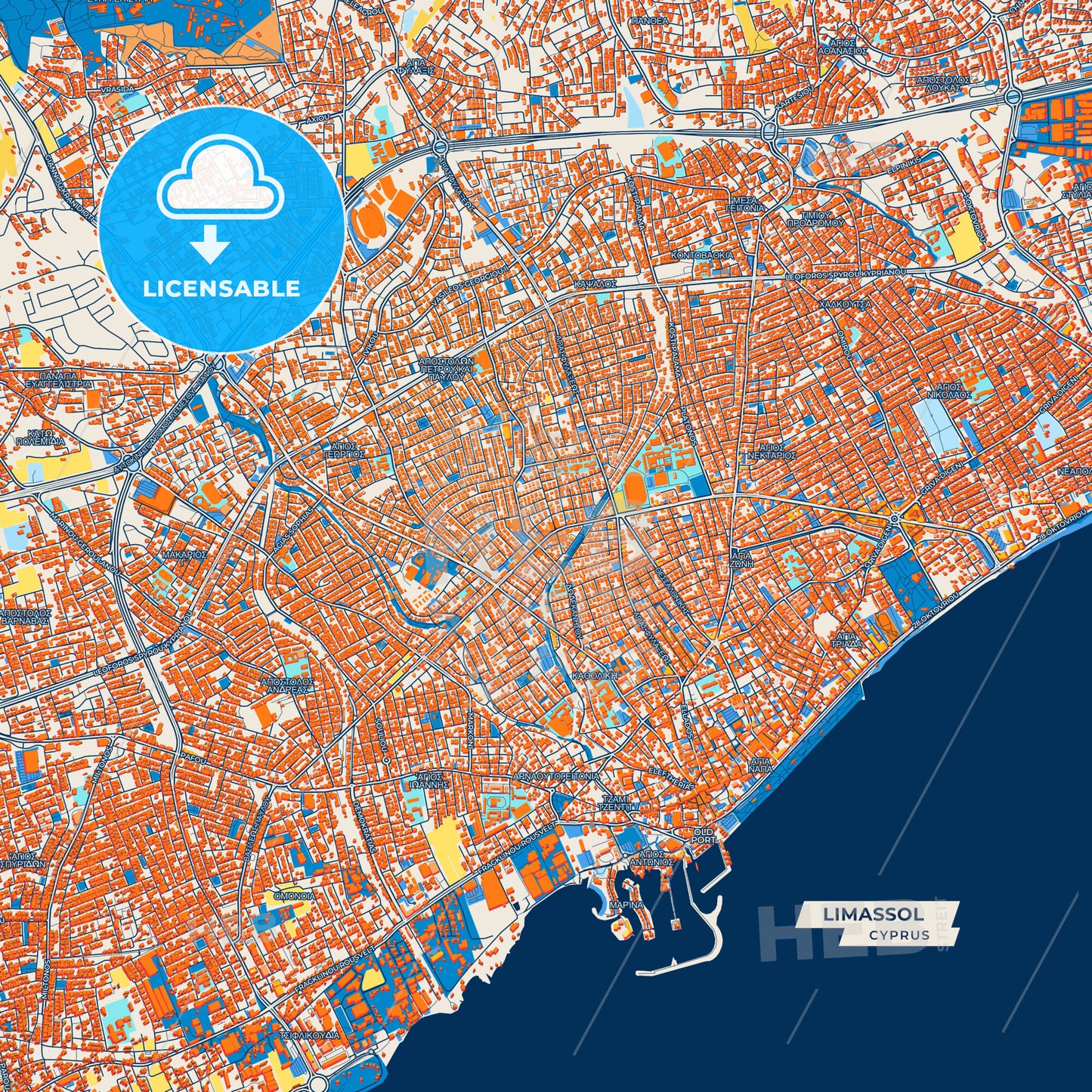 Canvas Print Template of Limassol Street Map