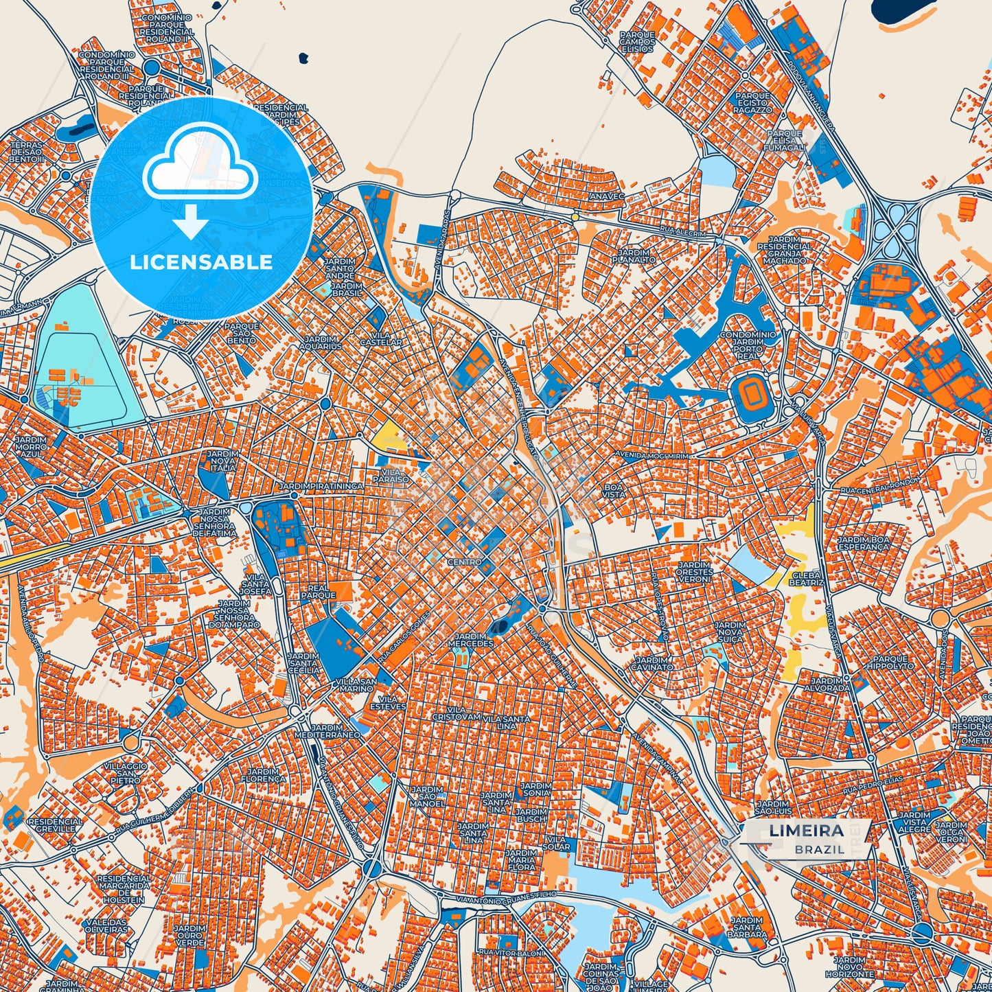 Canvas Print Template of Limeira Street Map