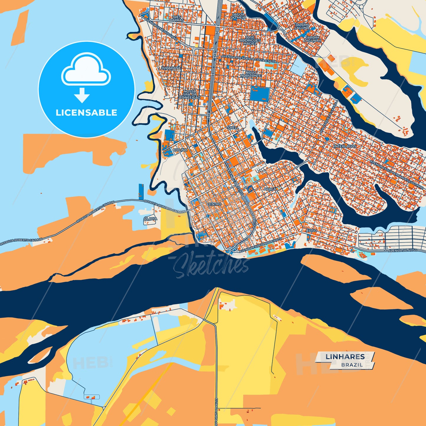Canvas Print Template of Linhares Street Map