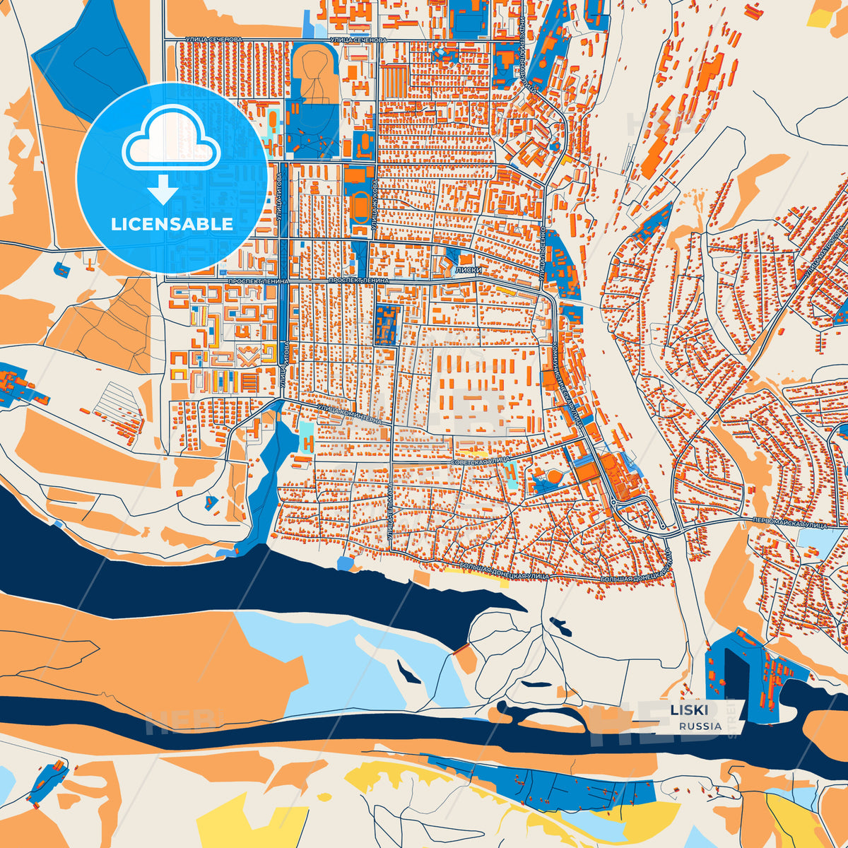 Canvas Print Template of Liski Street Map