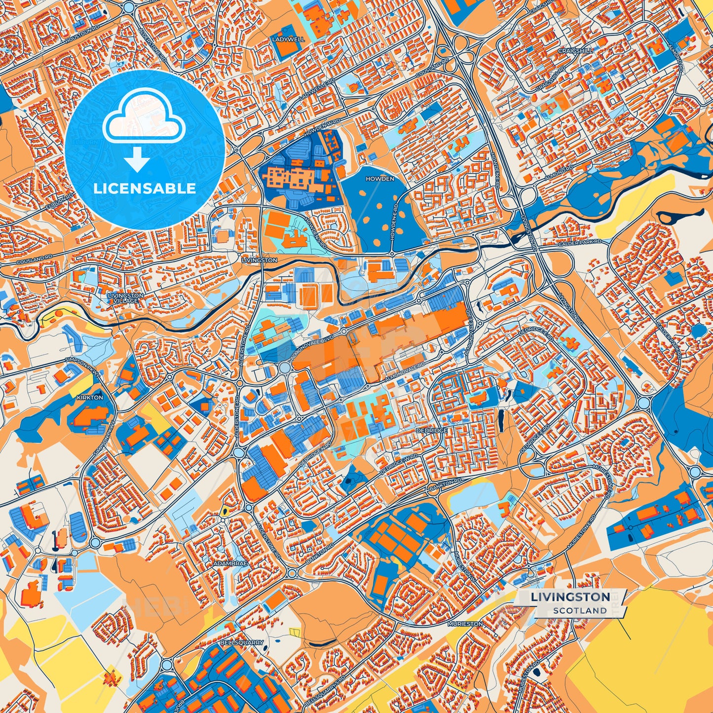 Canvas Print Template of Livingston Street Map