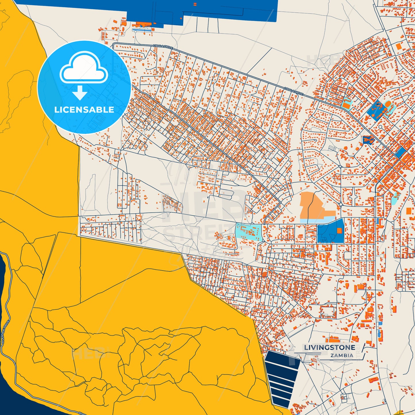 Canvas Print Template of Livingstone Street Map
