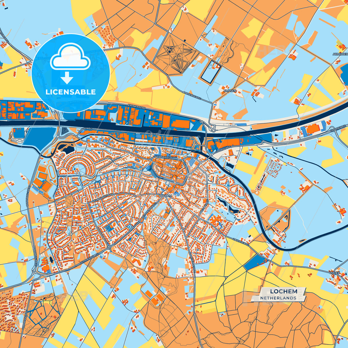 Canvas Print Template of Lochem Street Map