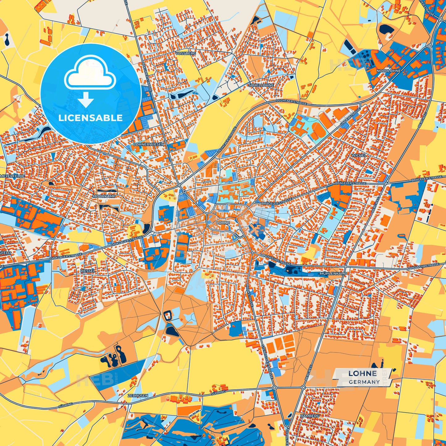Canvas Print Template of Lohne Street Map
