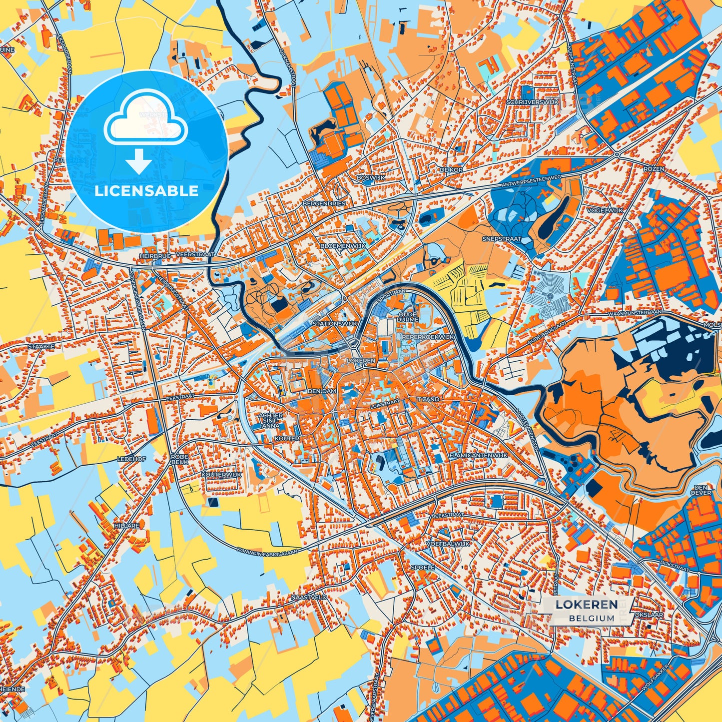 Canvas Print Template of Lokeren Street Map