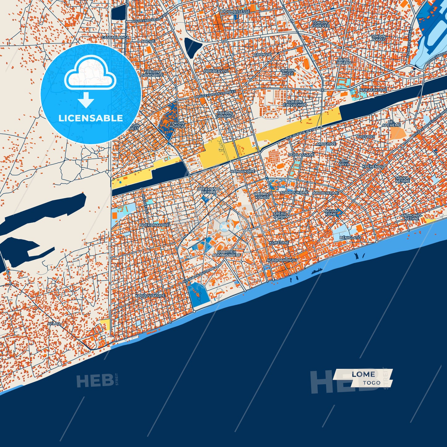 Canvas Print Template of Lome Street Map