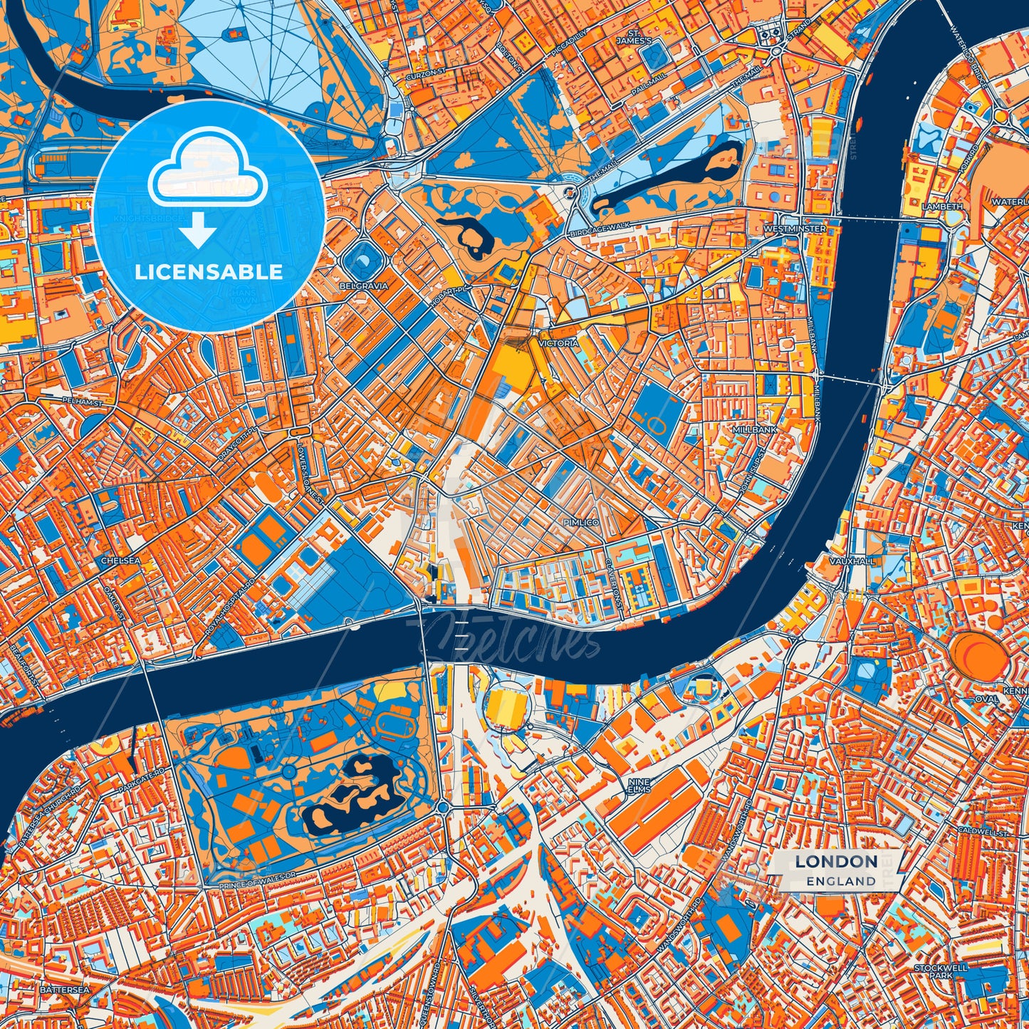 Canvas Print Template of London Street Map