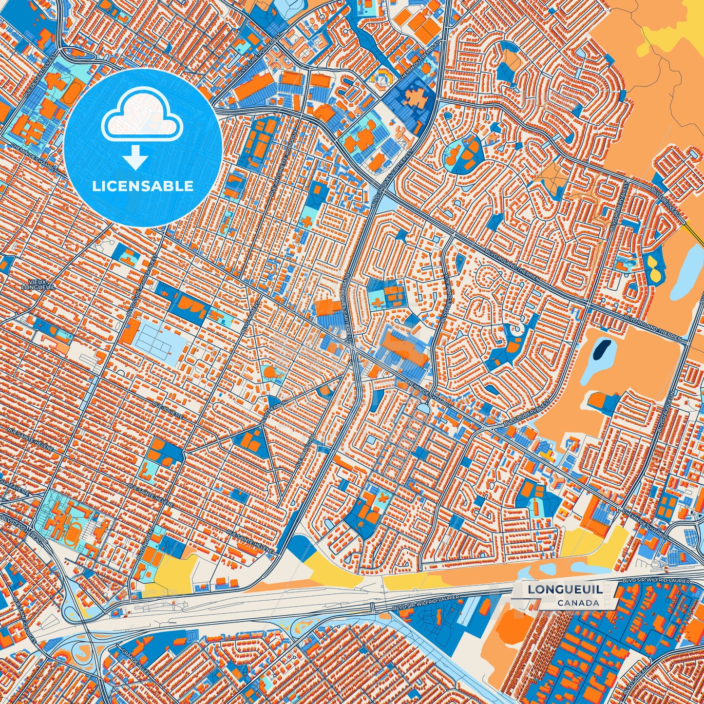 Canvas Print Template of Longueuil Street Map