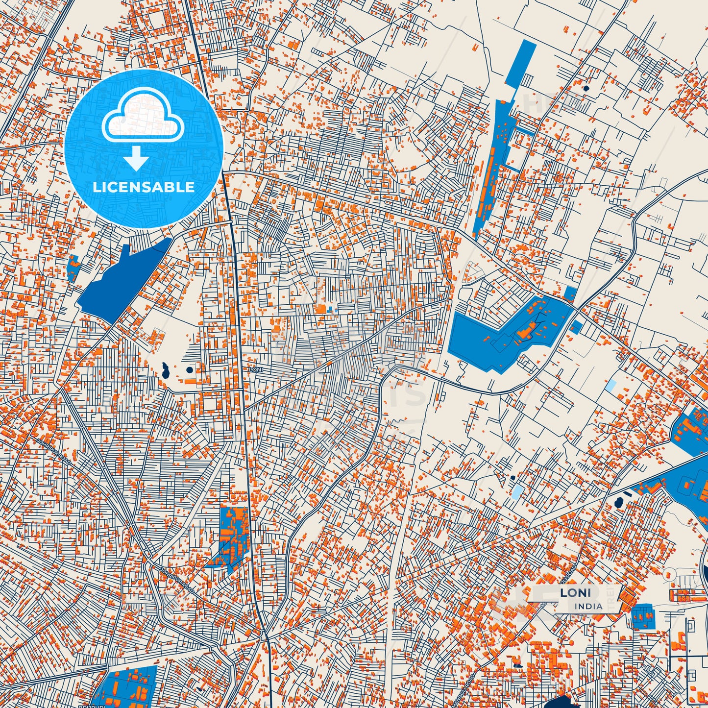 Canvas Print Template of Loni Street Map