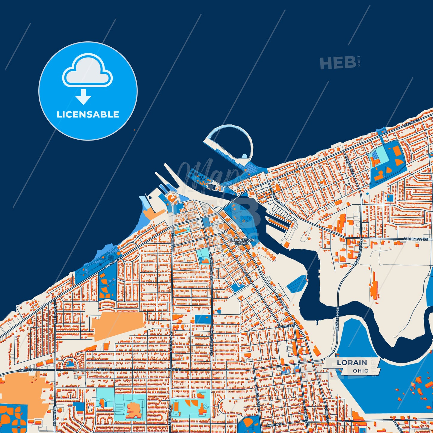 Canvas Print Template of Lorain Street Map