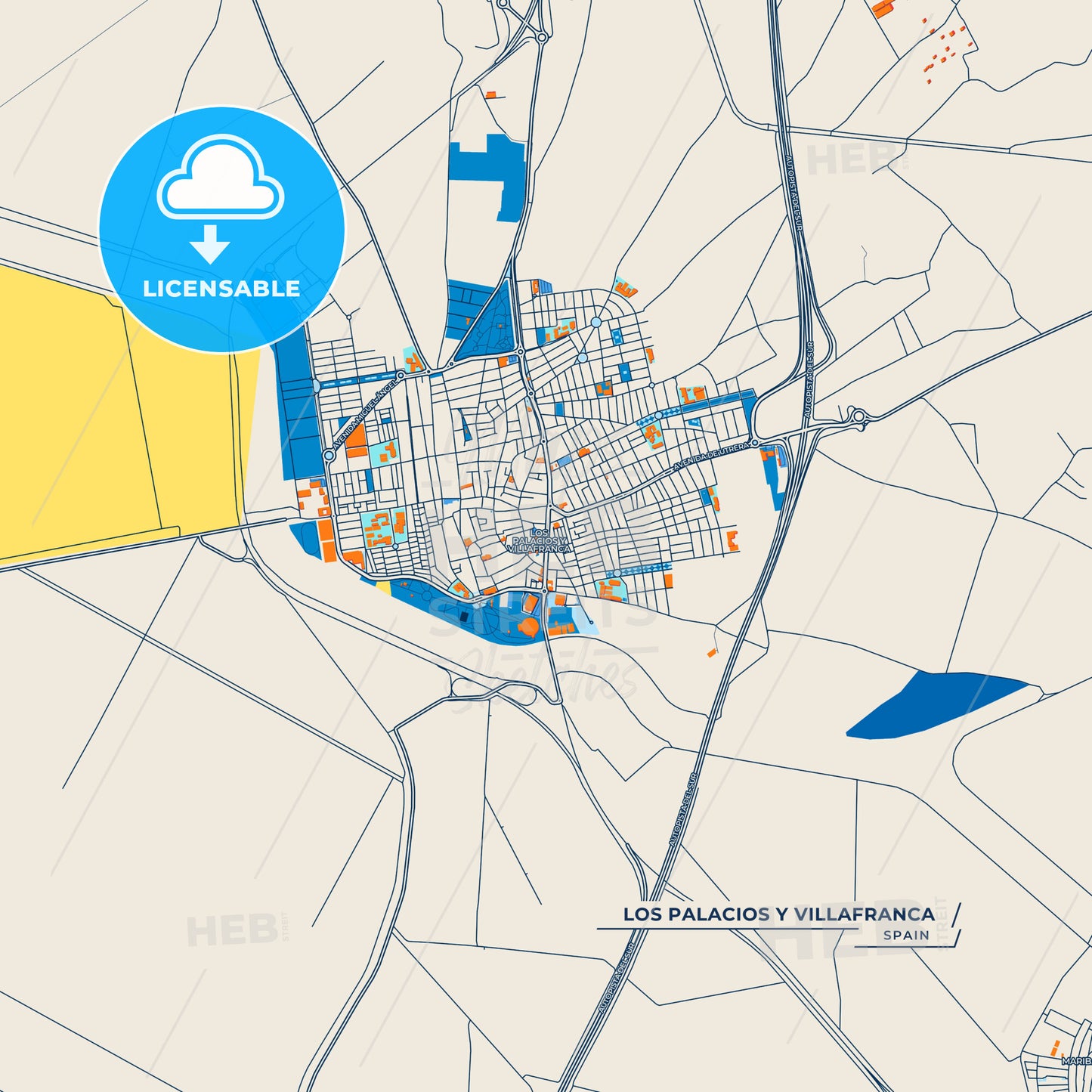 Canvas Print Template of Los Palacios y Villafranca Street Map