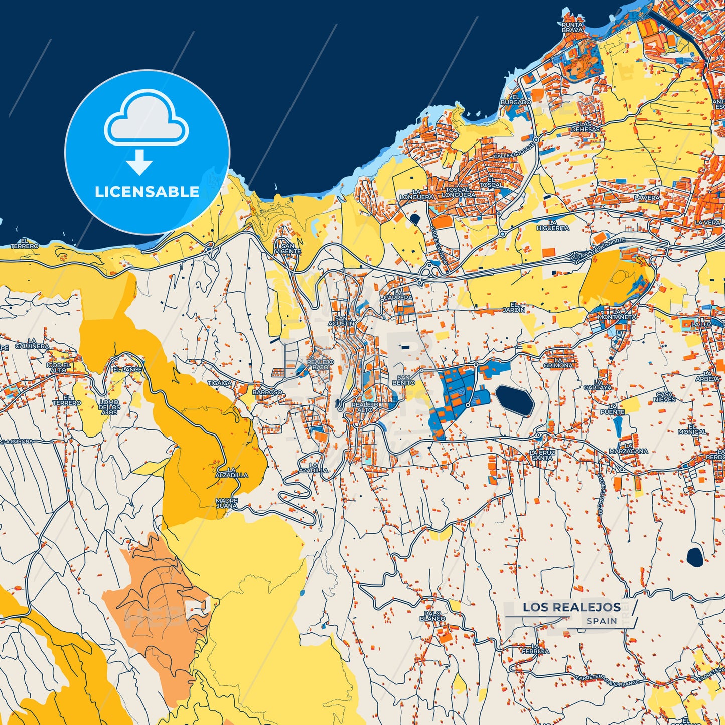 Canvas Print Template of Los Realejos Street Map