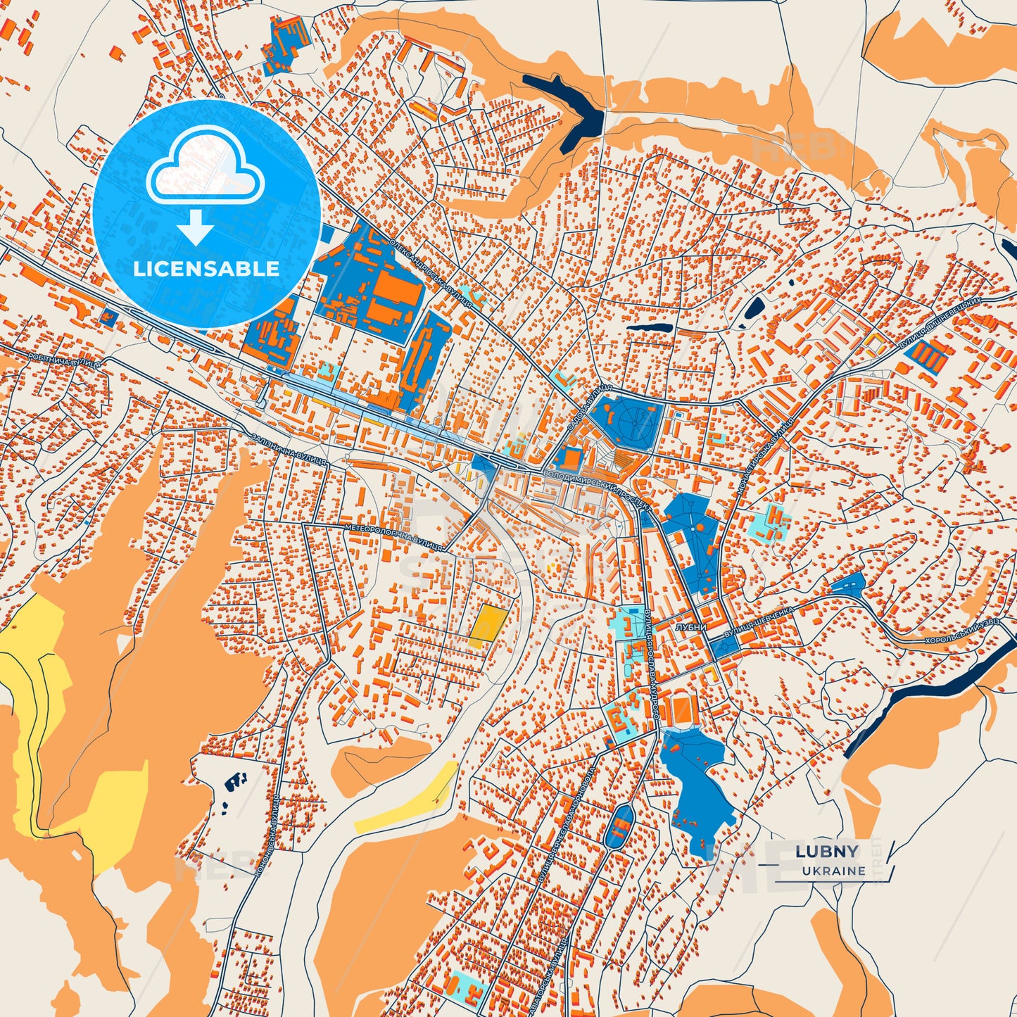 Canvas Print Template of Lubny Street Map