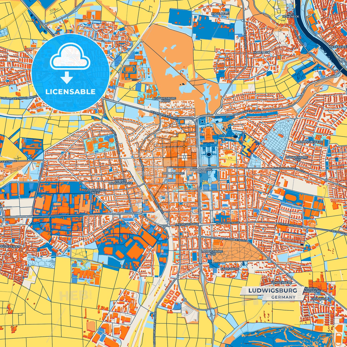 Canvas Print Template of Ludwigsburg Street Map