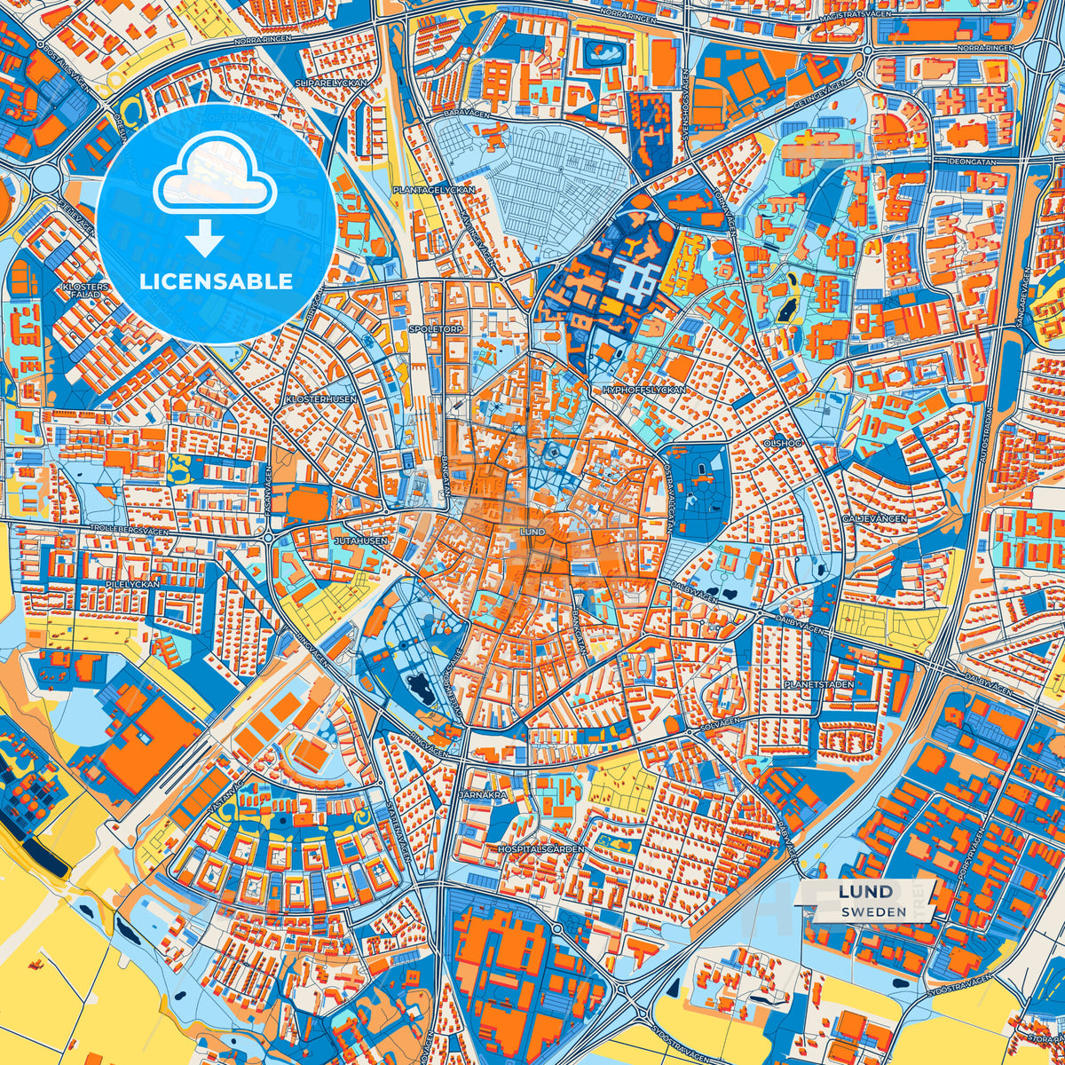 Canvas Print Template of Lund Street Map