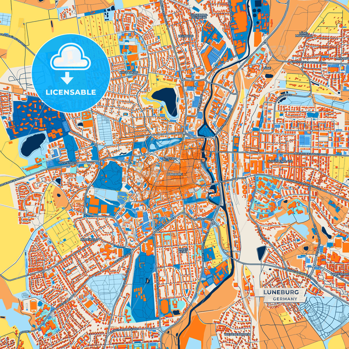 Canvas Print Template of Luneburg Street Map