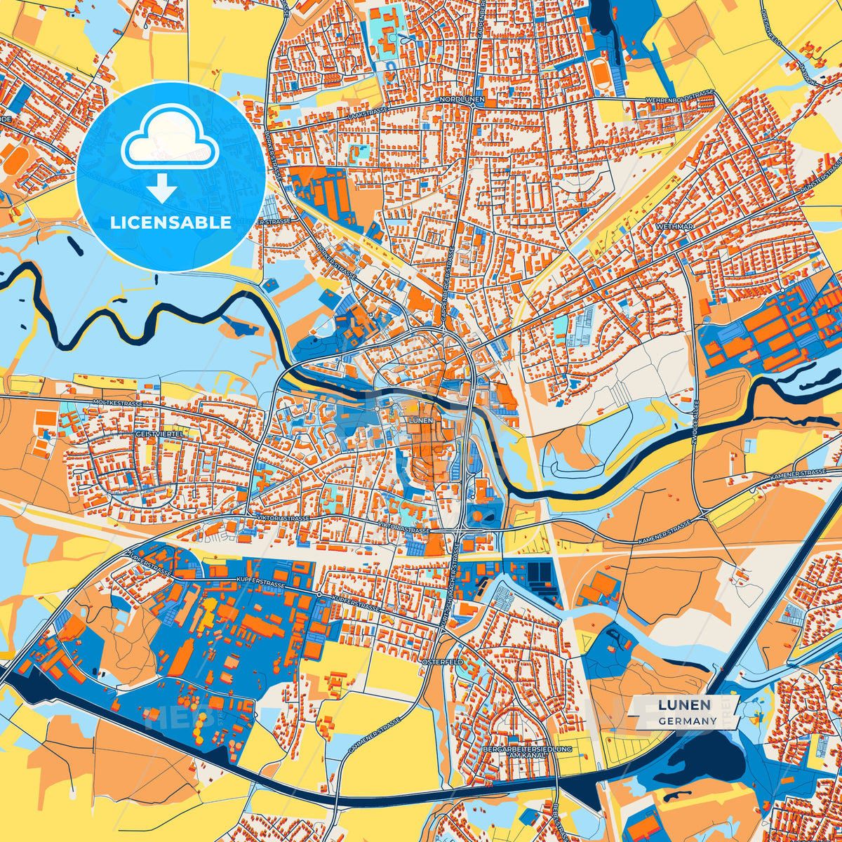 Canvas Print Template of Lunen Street Map