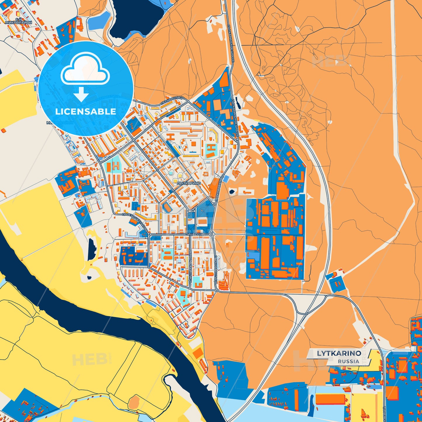 Canvas Print Template of Lytkarino Street Map