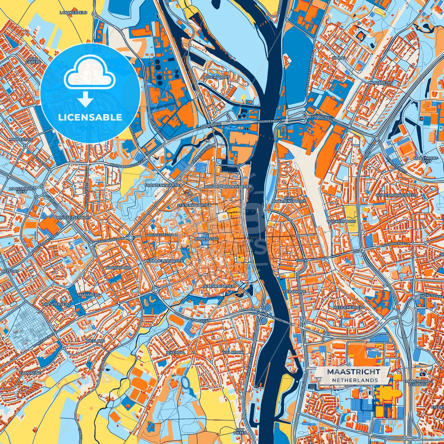 Canvas Print Template of Maastricht Street Map