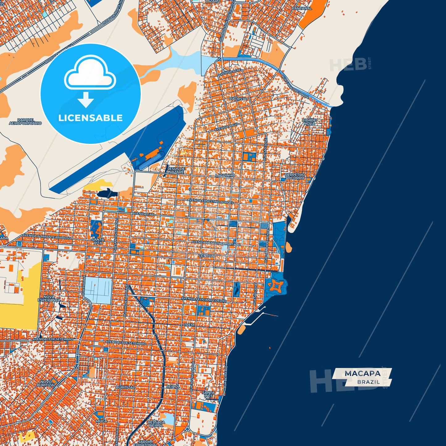 Canvas Print Template of Macapa Street Map