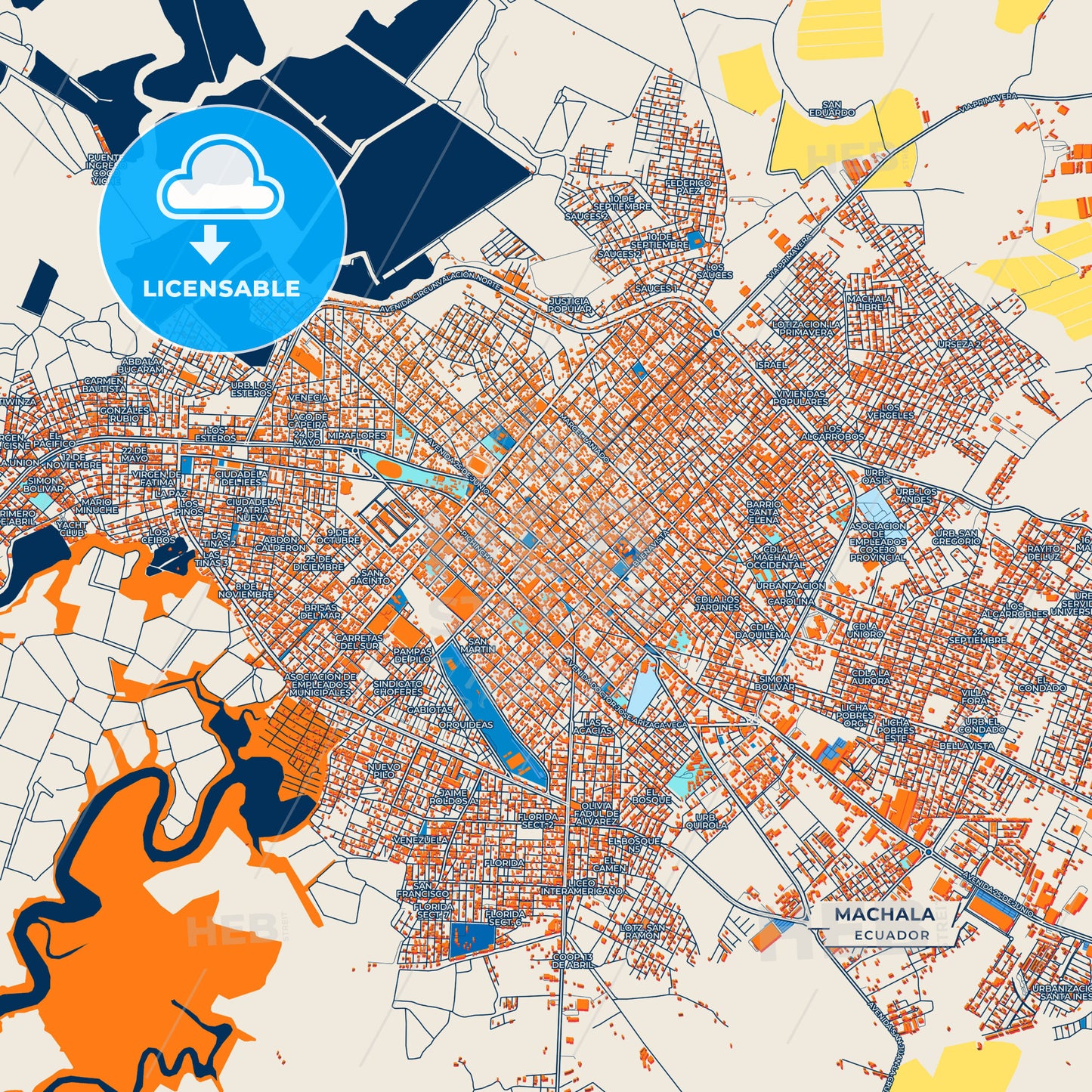 Canvas Print Template of Machala Street Map