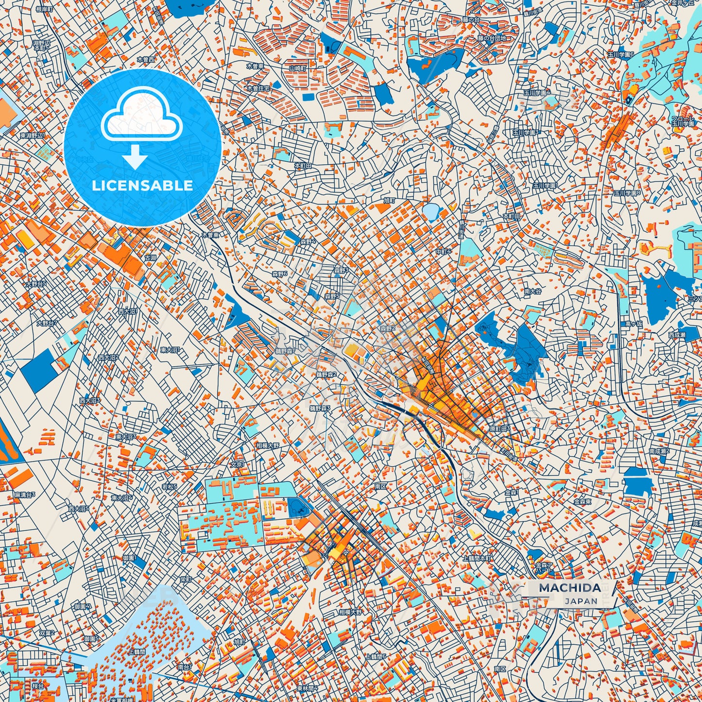 Canvas Print Template of Machida Street Map