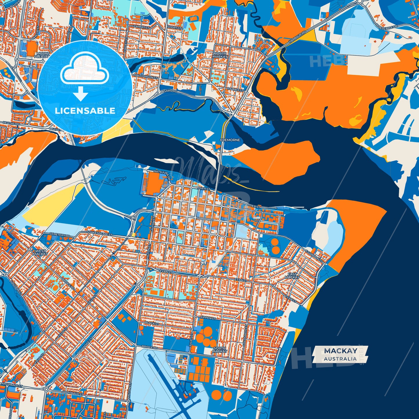 Canvas Print Template of Mackay Street Map