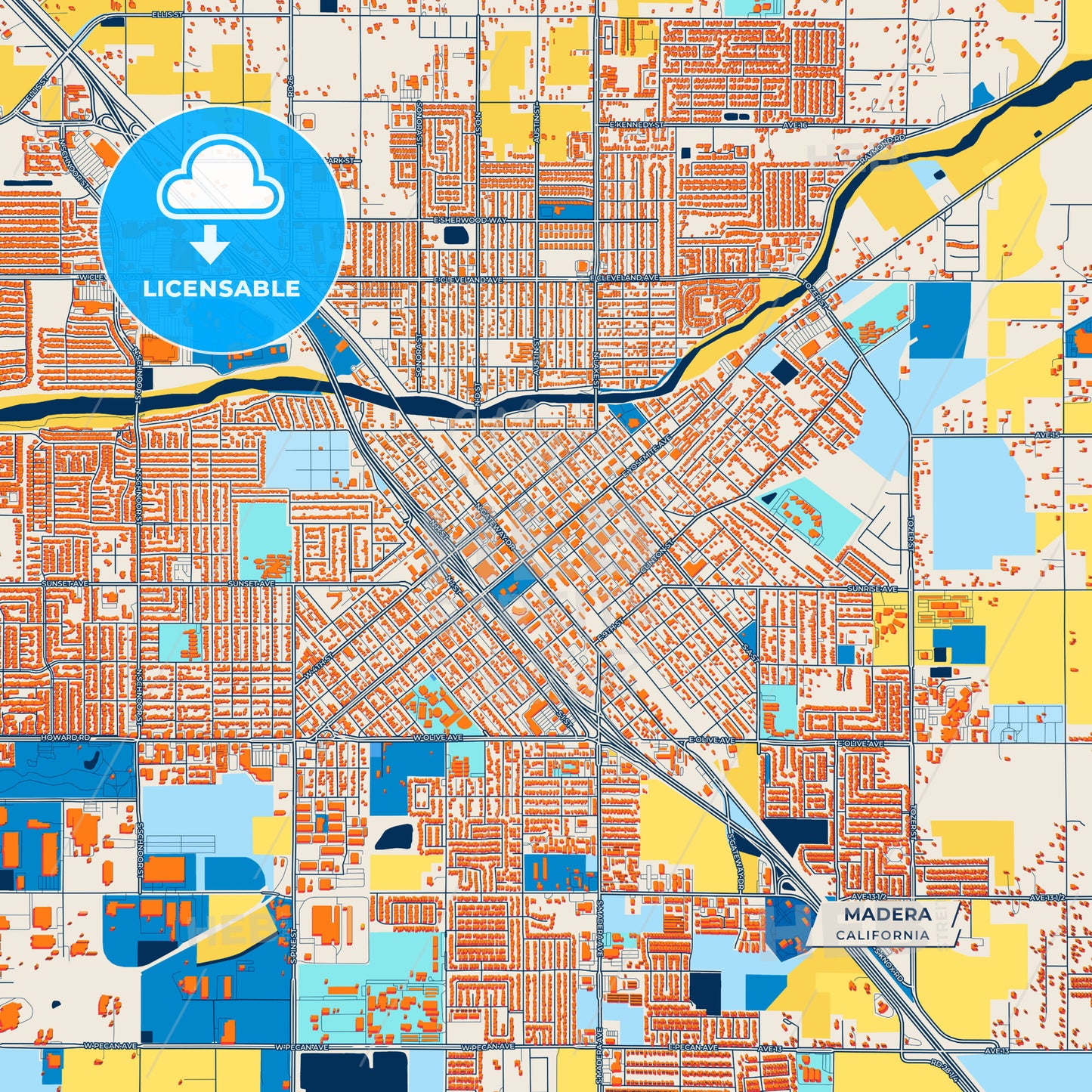 Canvas Print Template of Madera Street Map