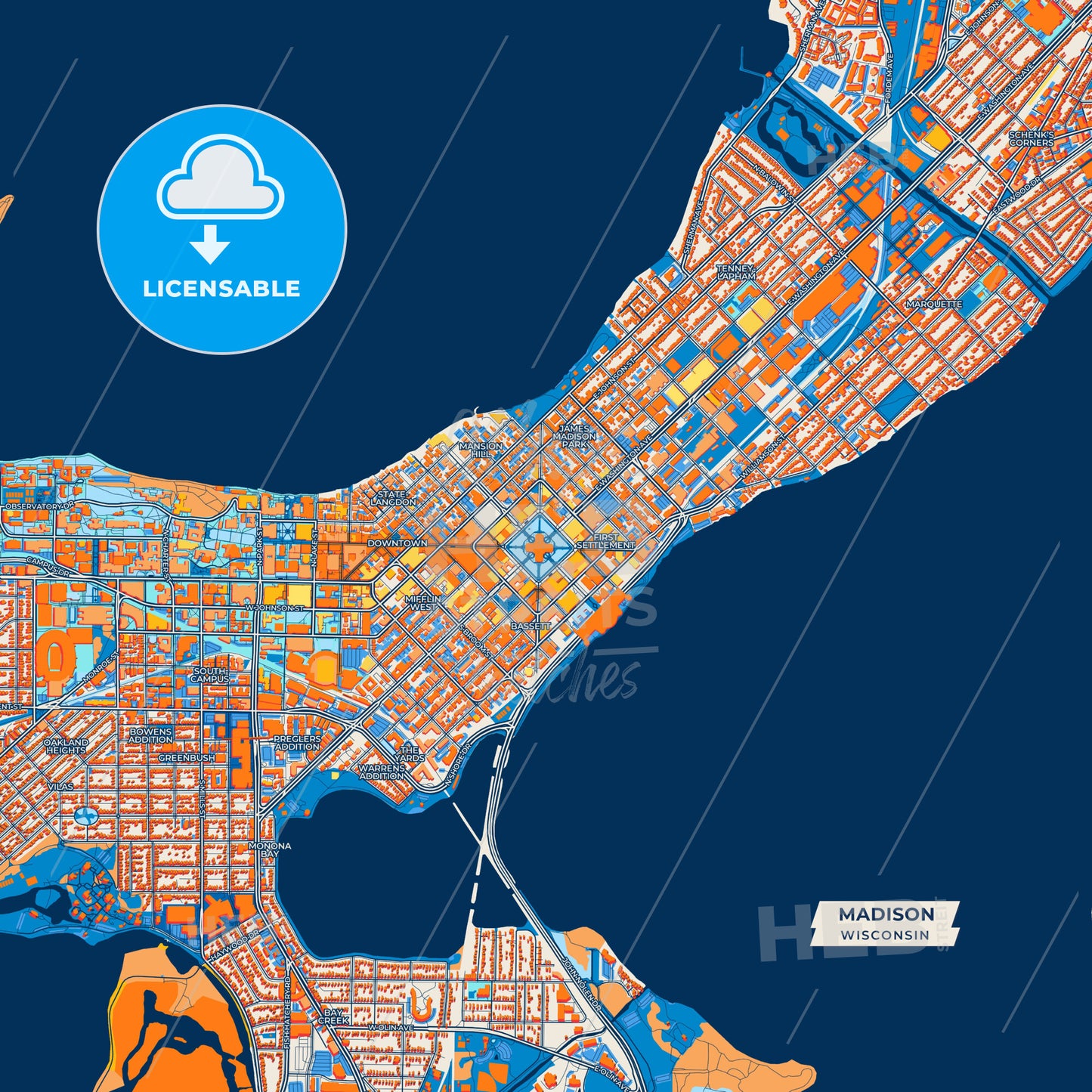 Canvas Print Template of Madison Street Map