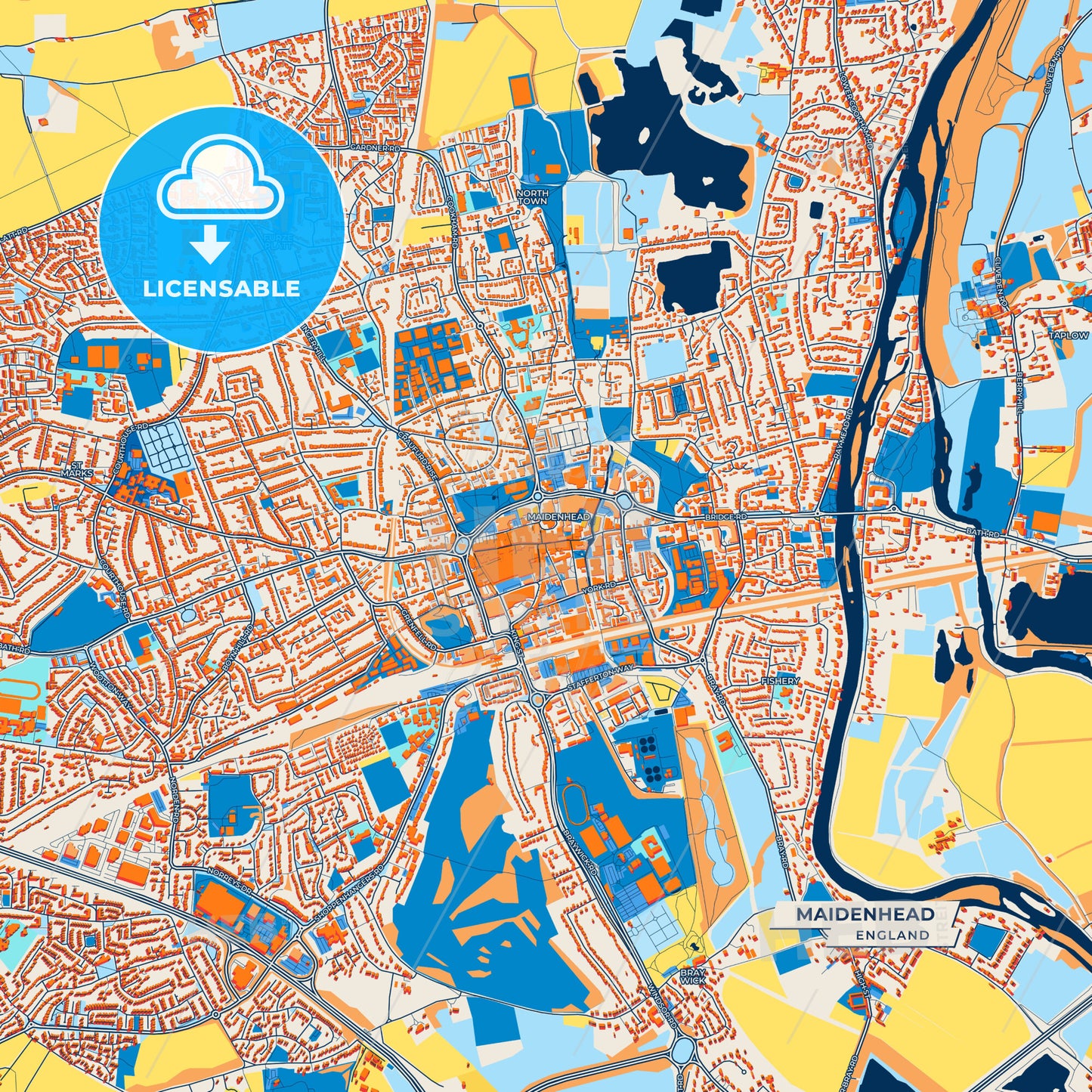 Canvas Print Template of Maidenhead Street Map