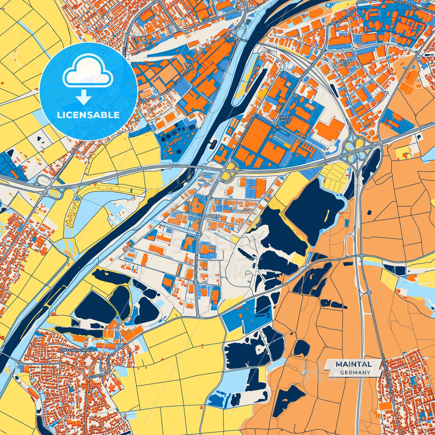 Canvas Print Template of Maintal Street Map